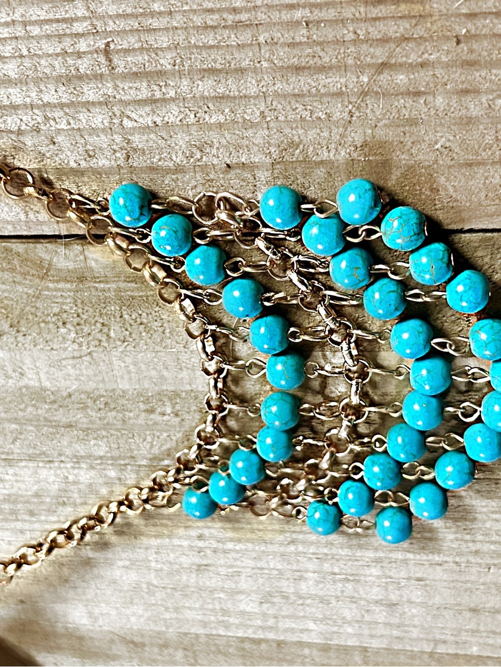 Beautiful Tiered Chandelier Faux Turquoise Necklace - Picture 10 of 10